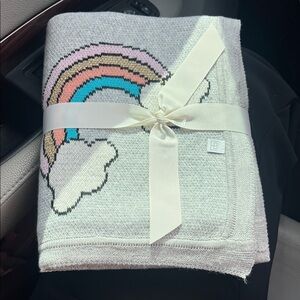 Elegant Baby Gray Grey Organic Cotton Rainbow Blanket NWT